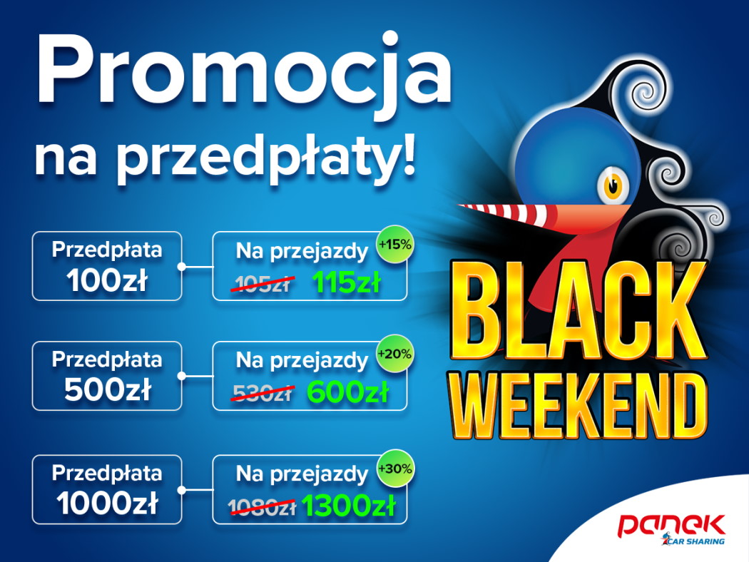 Promocja na przedpłaty Black Weekend - PANEK CarSharung