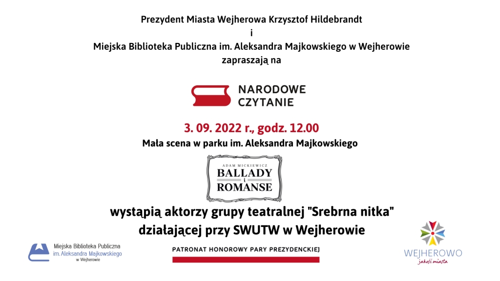 UM Wejherowo: Narodowe Czytanie w wejherowskim parku