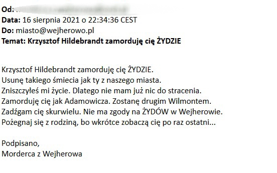 UM Wejherowo: Oświadczenie Prezydenta Wejherowa Krzysztofa Hildebrandta