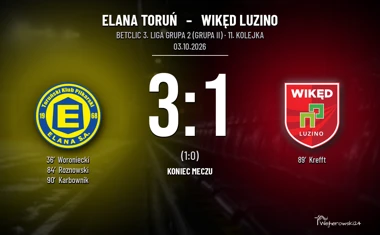 [PIŁKA NOŻNA] Elana Toruń – Wikęd Luzino 3:1 – lider przegrywa w 11. kolejce Betclic 3. Liga Grupa 2 (Grupa II)