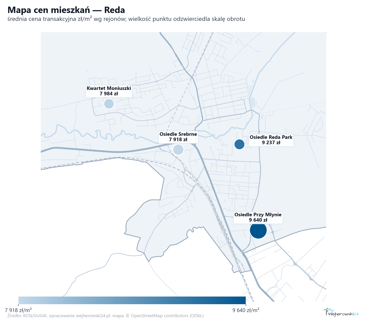 Mapa cen mieszkań - Reda