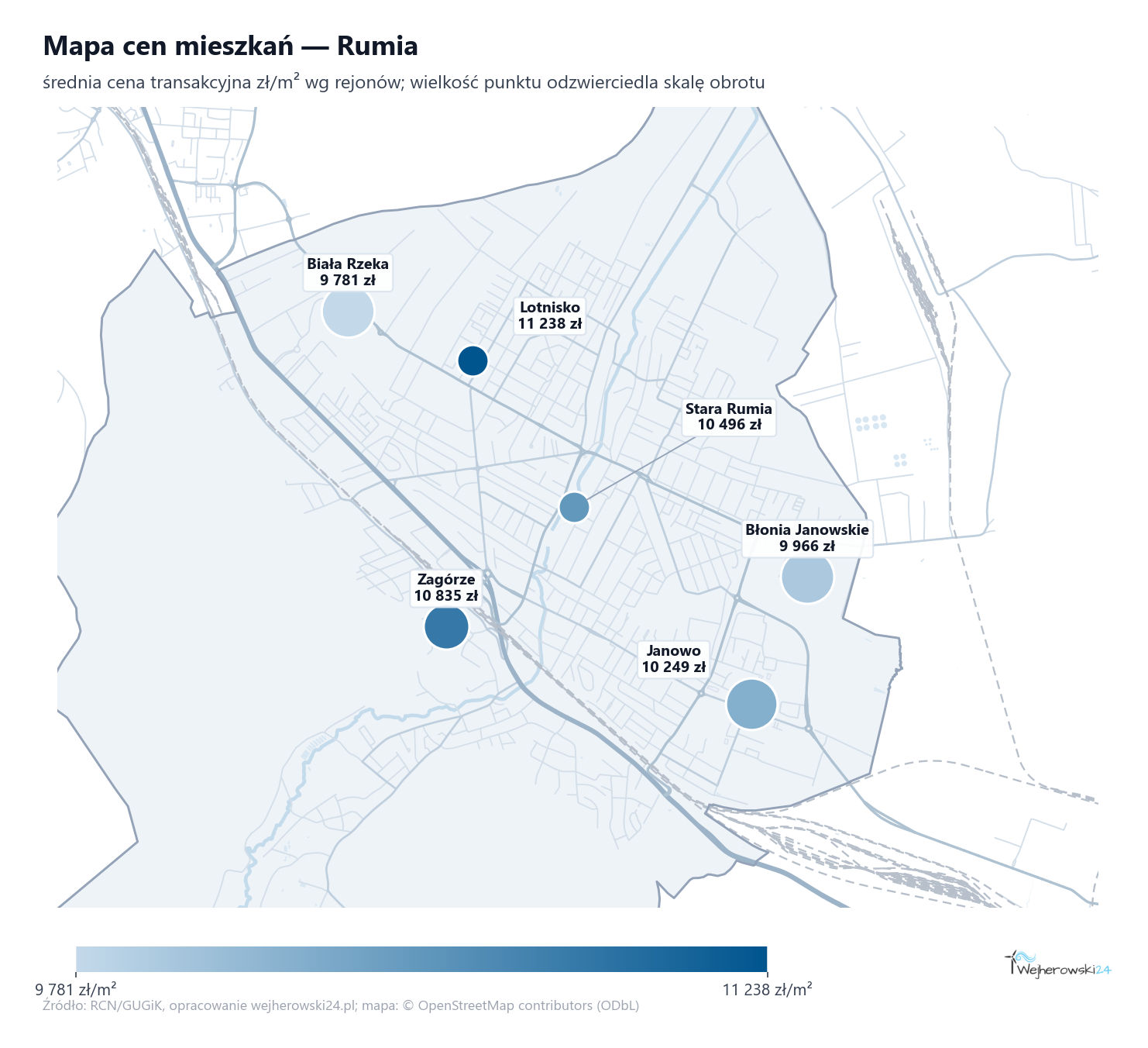 Mapa cen mieszkań - Rumia