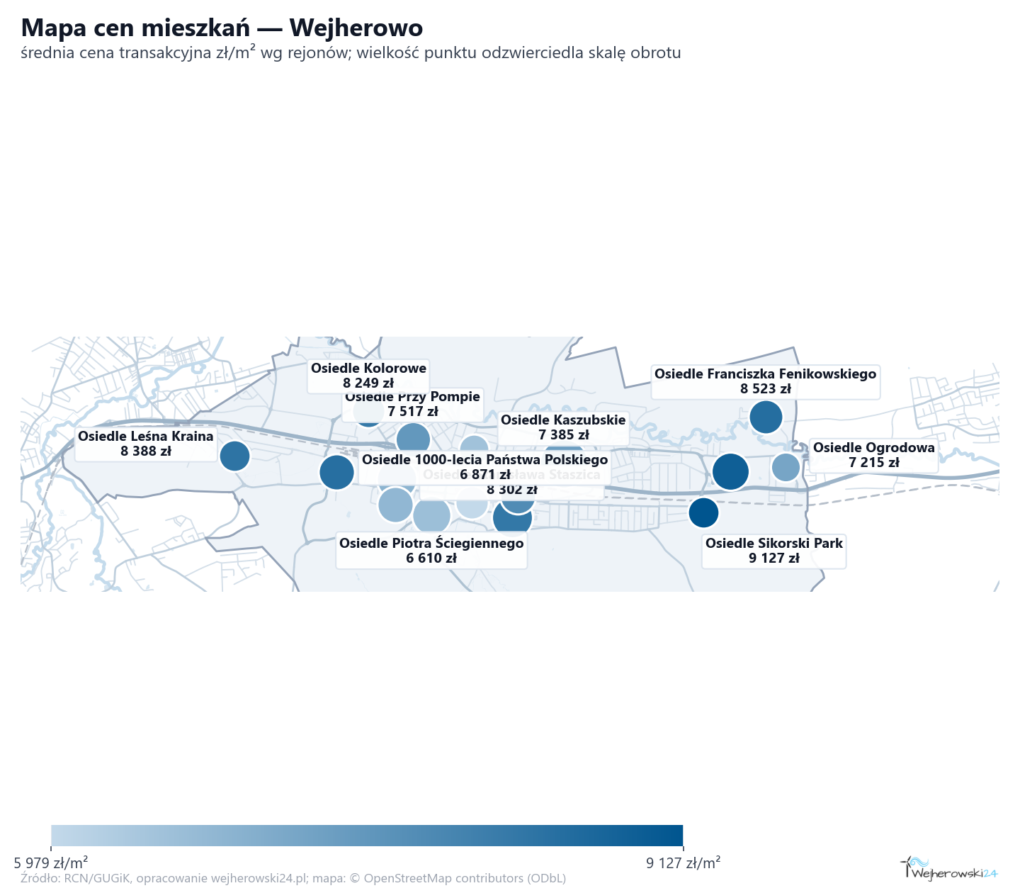 Mapa cen mieszkań - Wejherowo