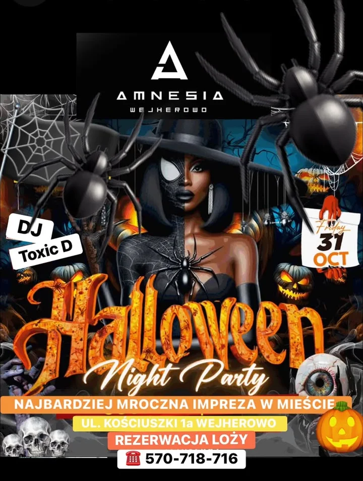Grafika promocyjna wydarzenia HALLOWEEN Night Party w Amnesia Club Wejherowo