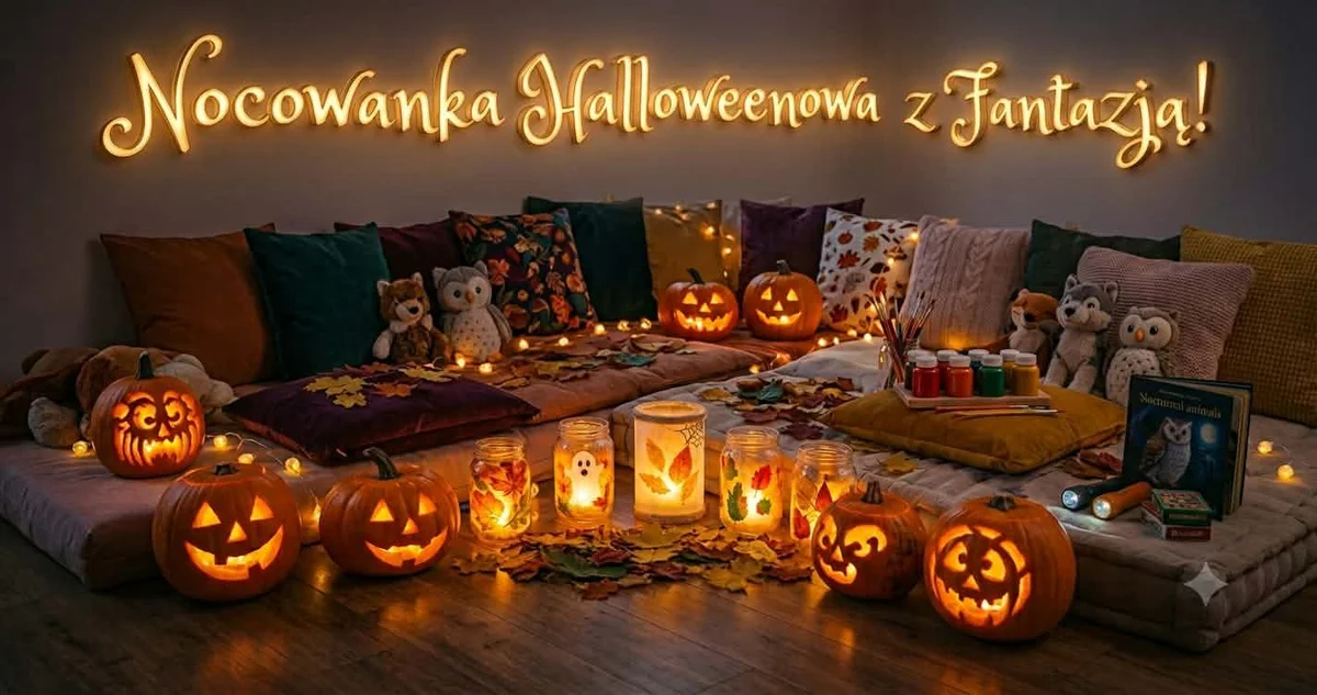 Grafika promocyjna wydarzenia Halloween z Fantazją! Nocowanka dzieci