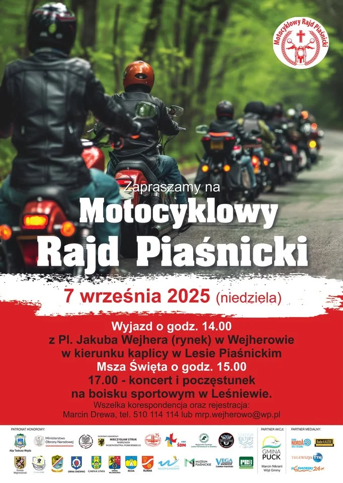 Obrazek przedstawia grafikę promocyjną wydarzenia Przejazd motocyklowy z Wejherowa do Lasu Piaśnickiego