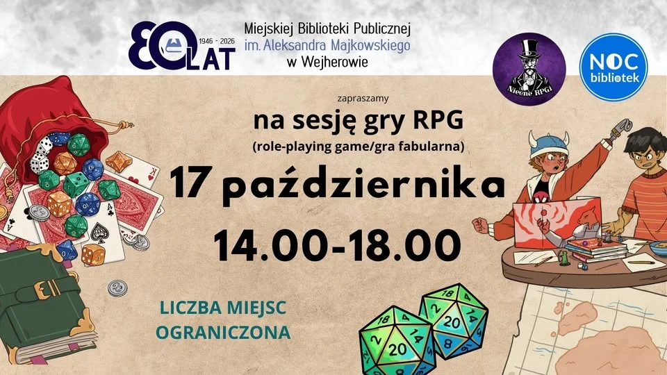 Grafika promocyjna wydarzenia Pierwsze spotkanie sesji gier fabularnych RPG