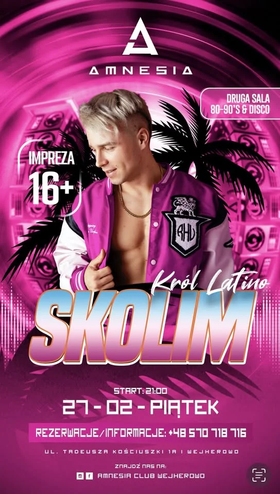 Grafika promocyjna wydarzenia SKOLIM – Król Latino na żywo w Club Amnesia (27 lutego 2026)
