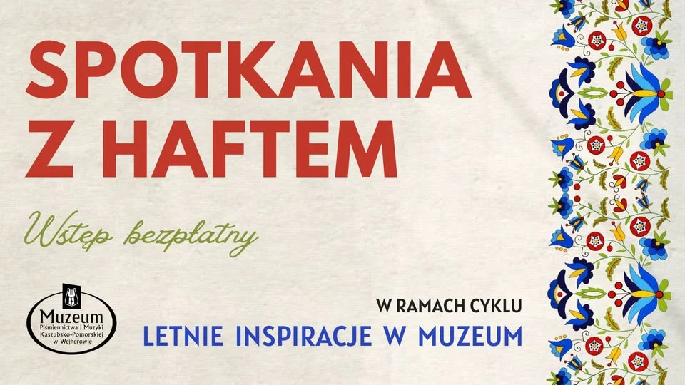 Grafika promocyjna wydarzenia Spotkanie z haftem – warsztaty kaszubskie