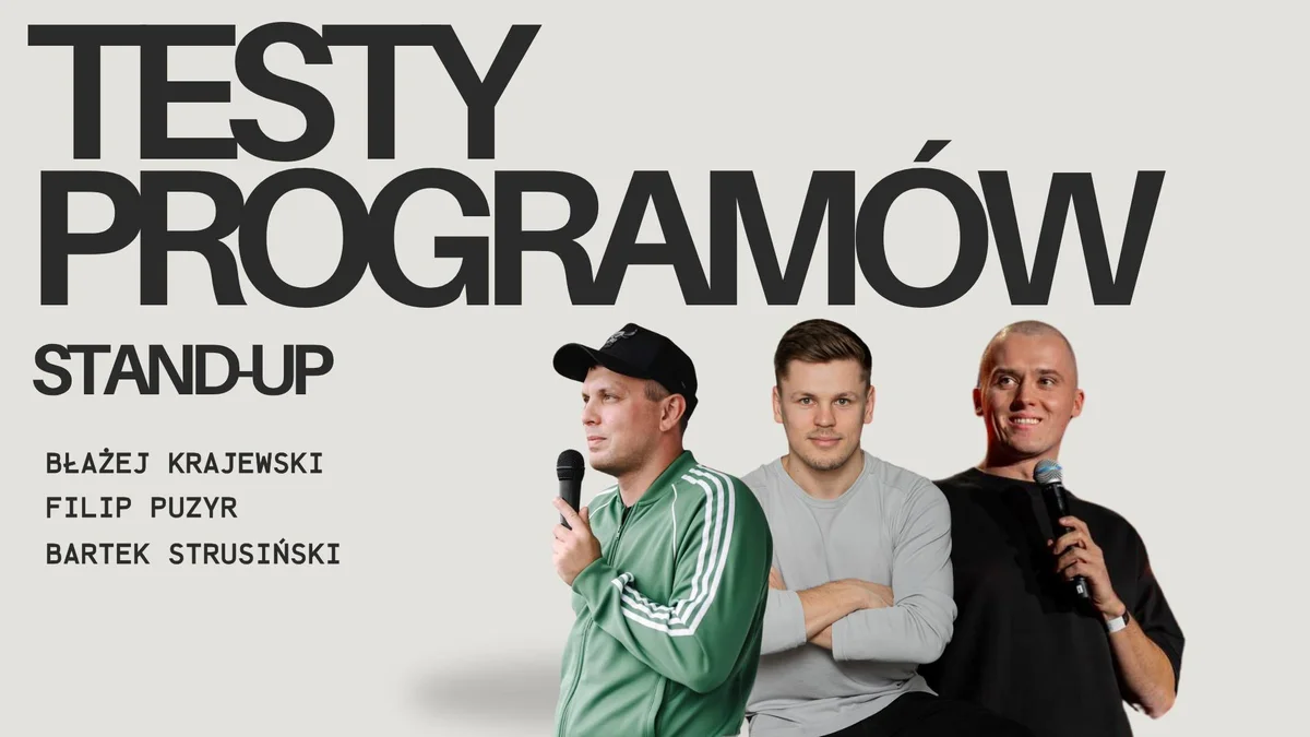 Grafika promocyjna wydarzenia Testy nowych programów stand-up w Wejherowie