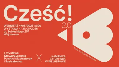 Grafika promocyjna wydarzenia Cześć! 2.0 – wystawa Stowarzyszenia Polskich Ilustratorek i Ilustratorów