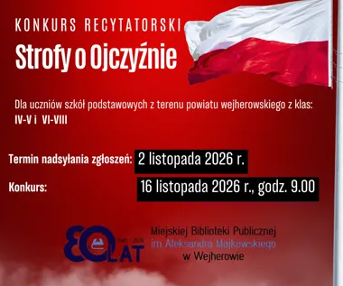 Grafika promocyjna wydarzenia Konkurs recytatorski „Strofy o Ojczyźnie”
