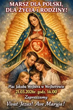 Grafika promocyjna wydarzenia Marsz dla Polski, dla Życia i Rodziny — Wejherowo