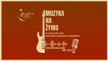 Grafika promocyjna wydarzenia Muzyka na żywo w Kapce Wina w Wejherowie – piątkowy wieczór z rockiem i dobrym winem
