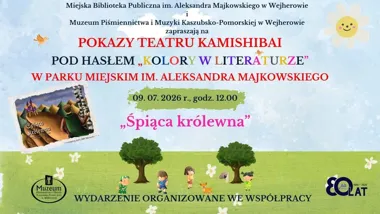 Grafika promocyjna wydarzenia Teatrzyk Kamishibai „Śpiąca królewna” w Wejherowie