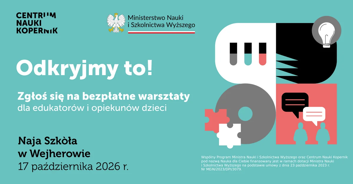 Grafika promocyjna wydarzenia Warsztaty „Odkryjmy to!”