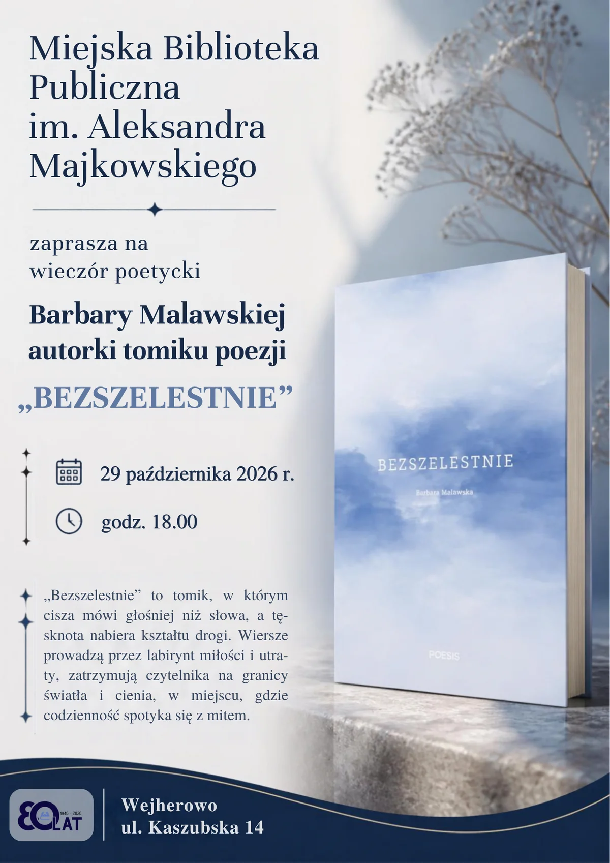 Grafika promocyjna wydarzenia Wieczór poetycki Barbary Malawskiej