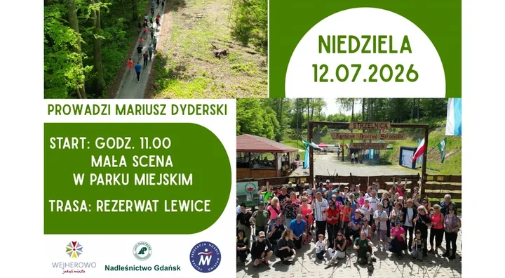 Nordic walking z leśniczym w Wejherowie. Trasa prowadzi do rezerwatu Lewice